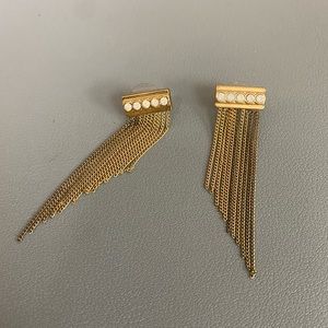 Spartina Gold Fringe Earrings w/ Opal Stones